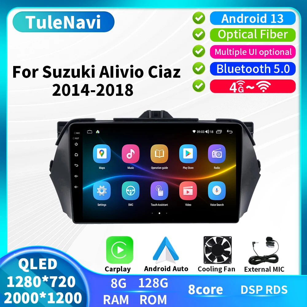 8core For Suzuki Alivio Ciaz 2014 2015 2016 2017 2018 Android Auto Carplay Car Radio DSP Audio Multimedia Player GPS Navigation