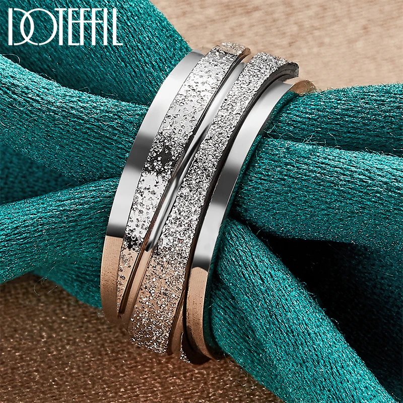 

DOTEFFIL 925 Sterling Silver Matte Frosted Ring For Woman Man Fashion Wedding Engagement Party Gift Charm Jewelry