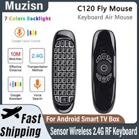 Plug And Play C120 RGB Backlight Fly Air Mouse Gyro Sensor Wireless 2.4G RF Keyboard Remote Control For Android Smart TV Box