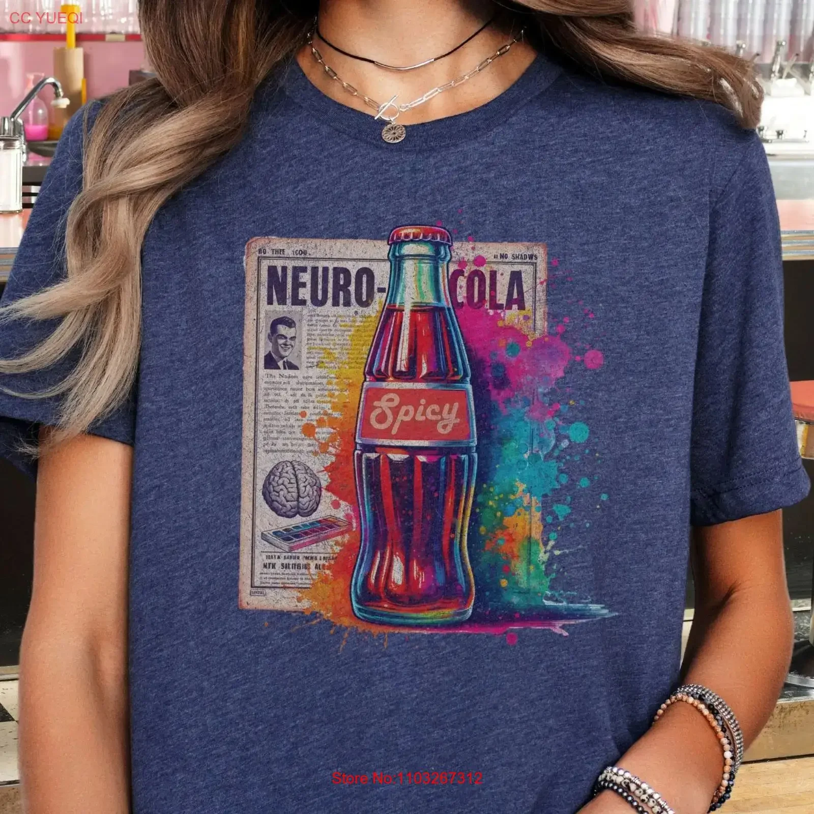 T-shirt Rétro Neuro Spicy – Conscientisation du TDAH, de l'Autisme et de la Neurodivergence – Style Vintage Col Rond – Cola Vintage Délavé