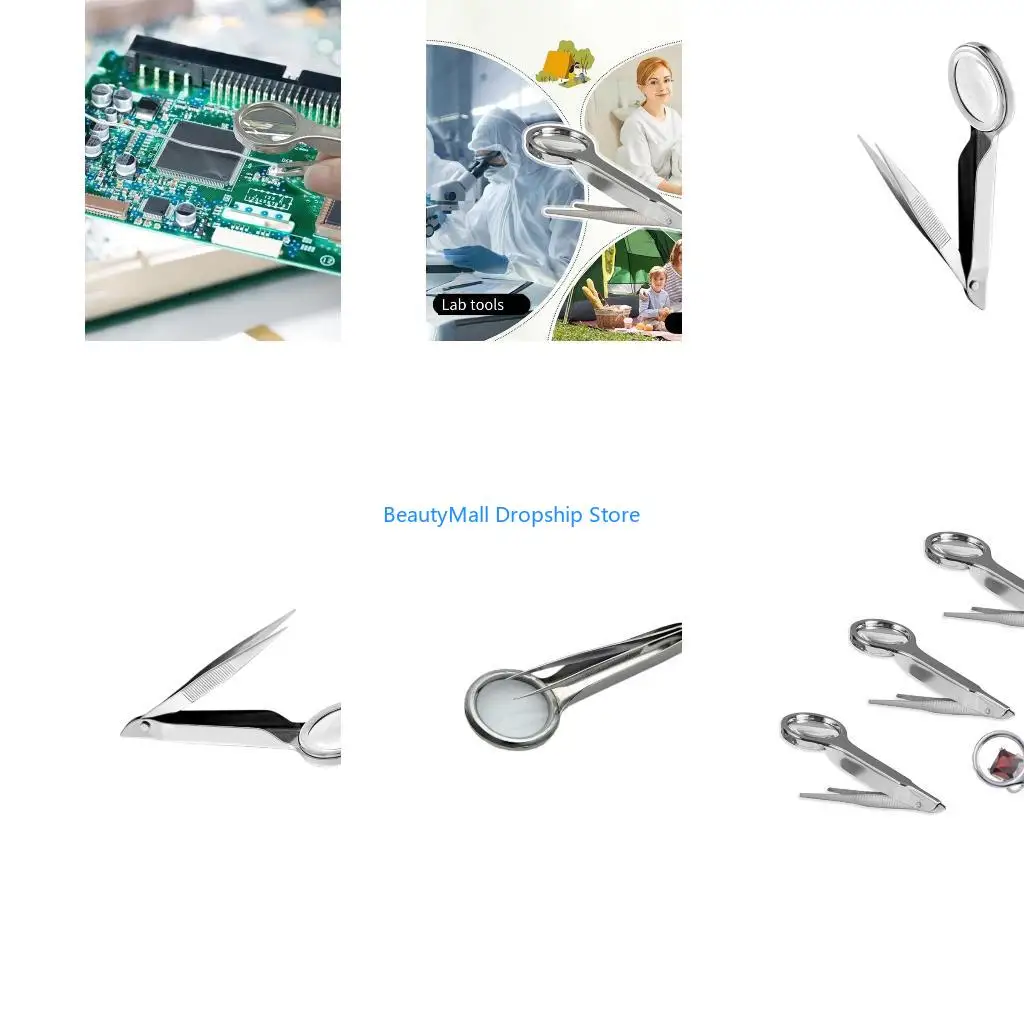 40JD Multifunctional Magnify Glass Tweezer Tweezers with Magnify Glass