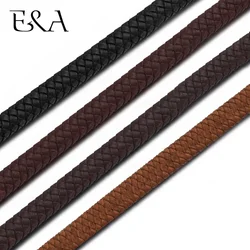 1Meter 10*5mm Flat Square Leather Rope Uninterrupted Braided Cord For DIY Men Bracelet Jewelry Craft Making Accessories