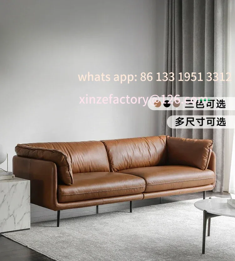 

Customizable Nordic expression norhor/imported first layer cowhide retro medieval caramel color/HUG full leather sofa split