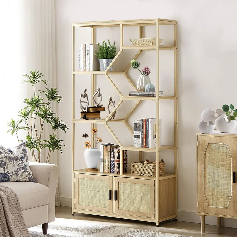 Living room shelf bookcase bookshelf living room background shelf floor simple modern tea cabinet rack display shelf