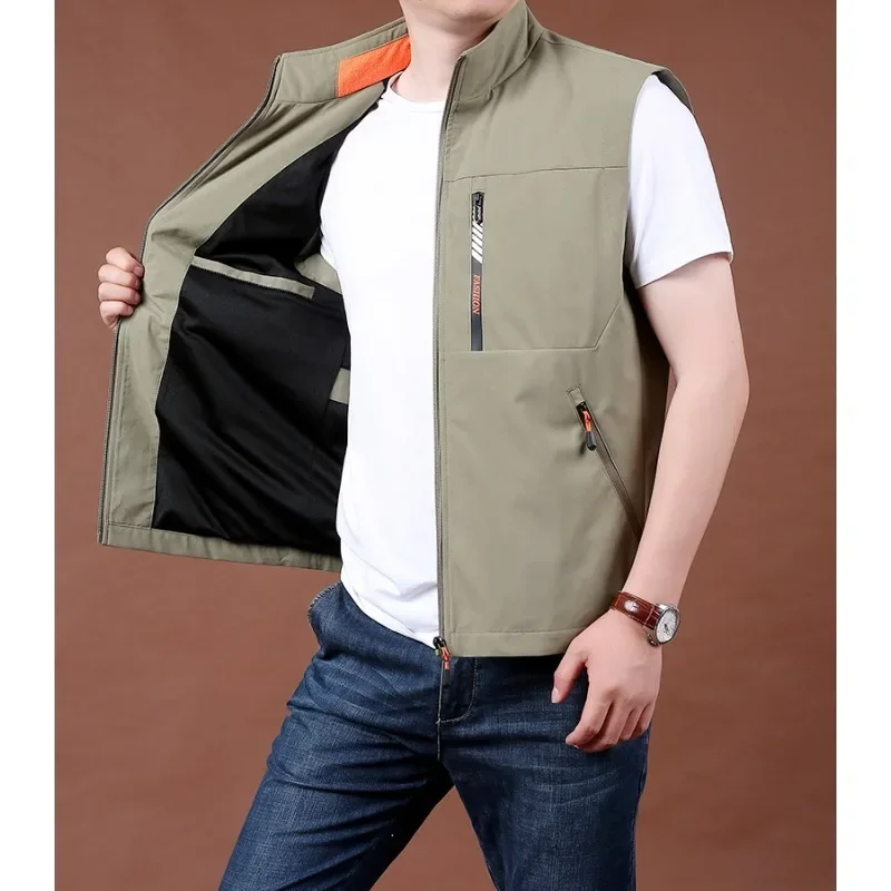 Large Size Men's Vest Tactical Sleeveless Fashion Hunting Fishing Clothing Embroidered Jackets Man Mountaineering Jacket Camping