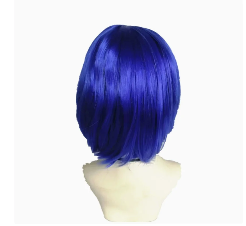 영화 코랄라인 코스프레 여성 소녀 여성용 k 블루 보브 가발 컬러 보브 합성 가발 코스프레 할로윈 파티용