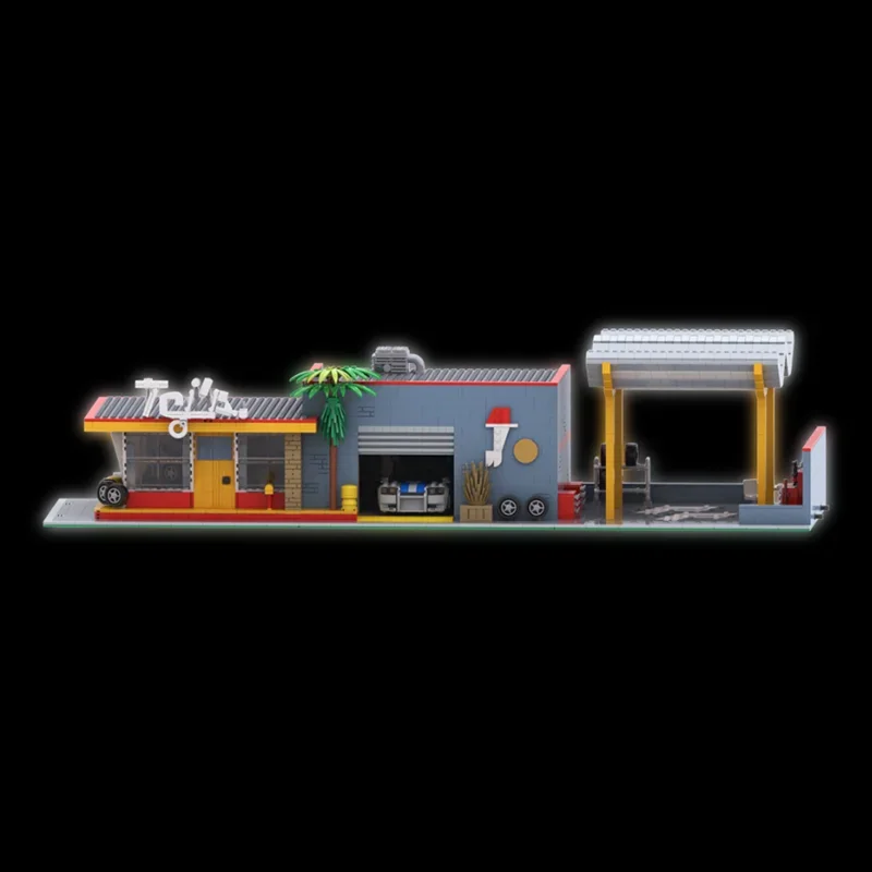 City Street View Moc Building Blocks Modular Garage Building Model Technology Brick Famous Scene Assembly Construction Toy Gift
