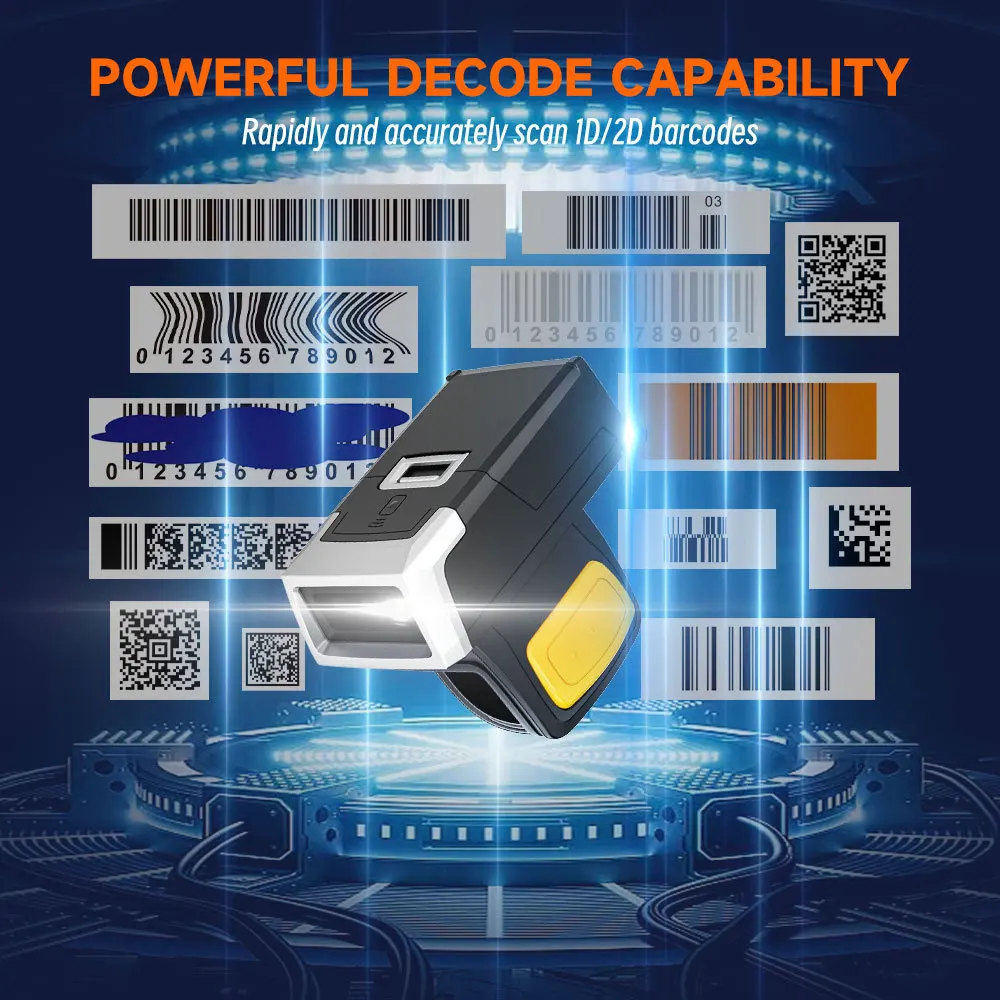 In Stock Wholesale Ring Barcode Reader 2d Image Scanner Wearable Barcode Scanners for Warehouse