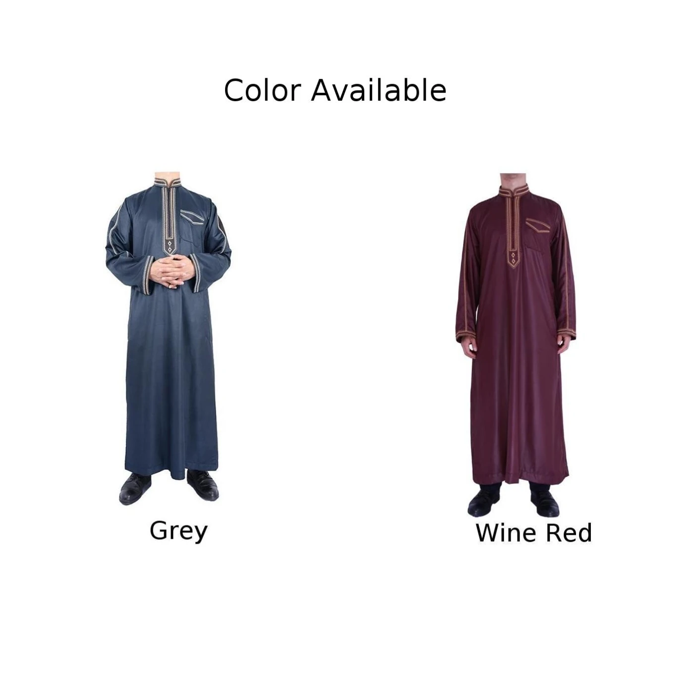 Robe Homme Grande Taille Polyester Saoudien Slamic Col Montant Arabe Eid Vêtements Caftan Manches sulfM-4XL M-XXXXL