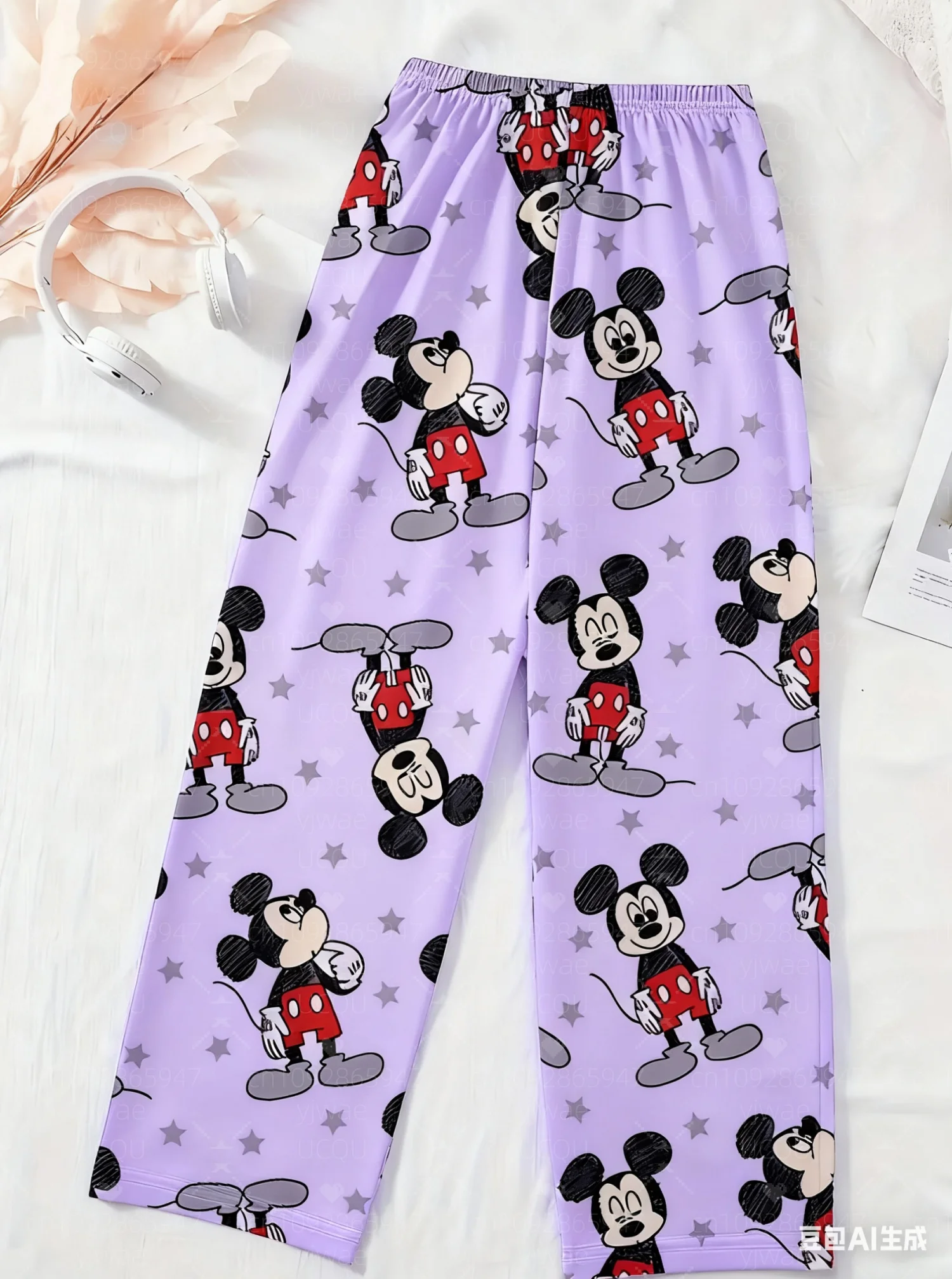 2025 여성용 미키 마우스 파자마 바지 가을 겨울 파자마 바지 캐주얼 데일리 롱 팬츠 남녀 공용 파자마 바지