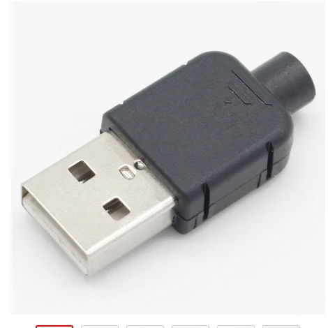 10 Sets DIY USB 2.0 Connector Plug A Type Male 4 Pin Assembly Adapter Socket Solder Type Black Plastic Shell For Data Connection