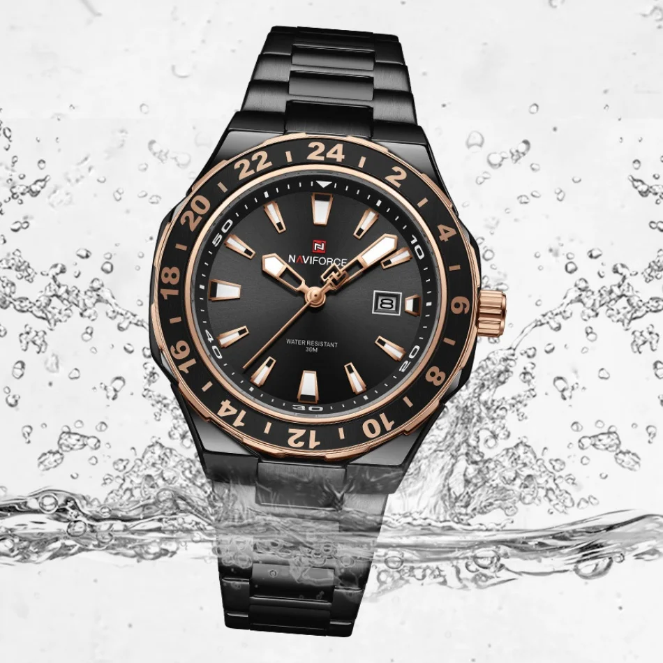 NAVIFORCE العلامة التجارية ساعة الموضة للرجل حزام استانلس ستيل مقاوم للماء كوارتز ساعات المعصم الذكور ساعة فاخرة عادية Reloj Hombre #5