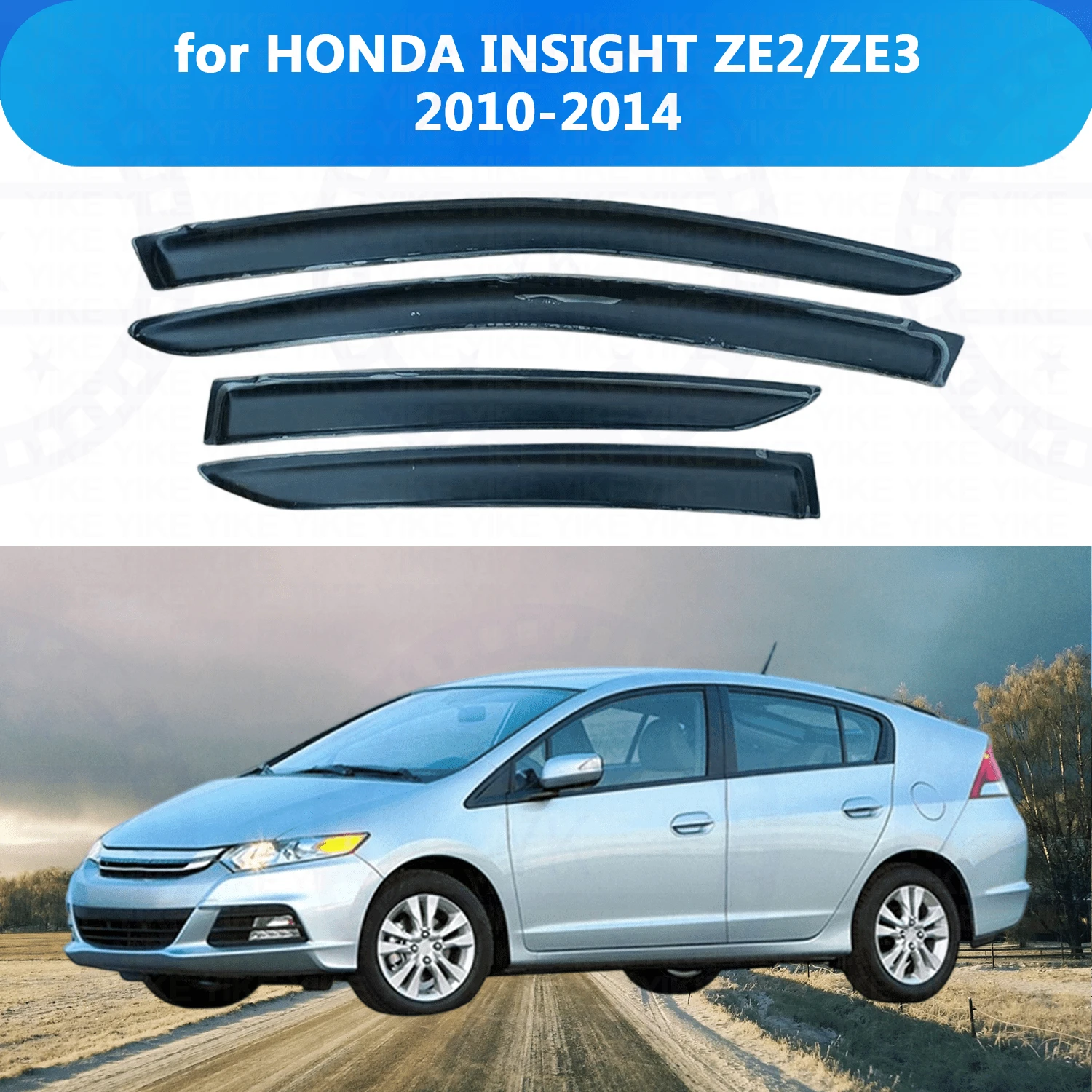 

Window Visor for HONDA INSIGHT ZE2/ZE3 2010 2011-2014 Rain Guard Side Vent Deflector Weathershield Outside-Mount Tape On