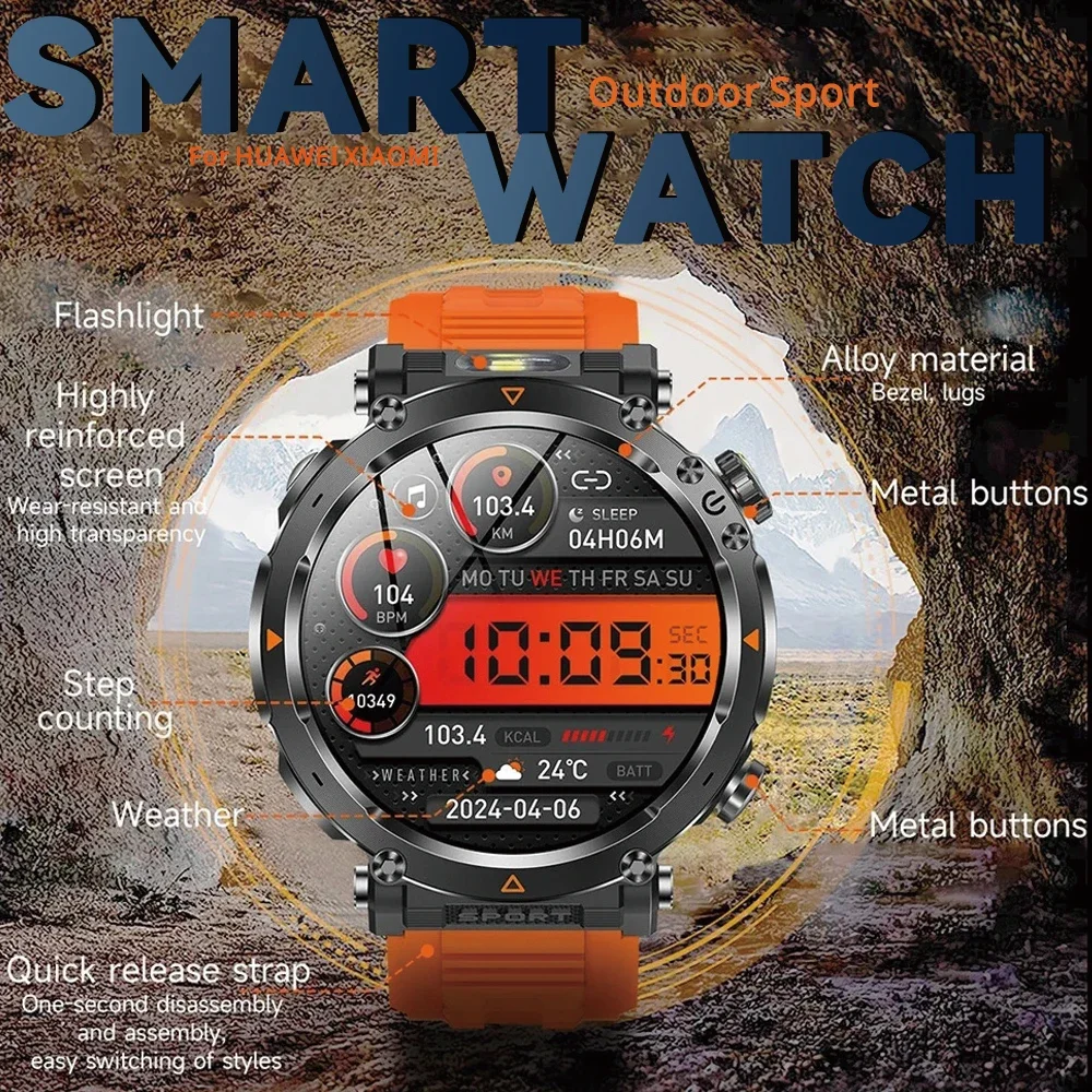 

Outdoor GPS Smart Watch for Men 1.43 "AMOLED 10ATM Waterproof Bracelet Compass Sports Tracker BT Call Smartwatch for IOS andior