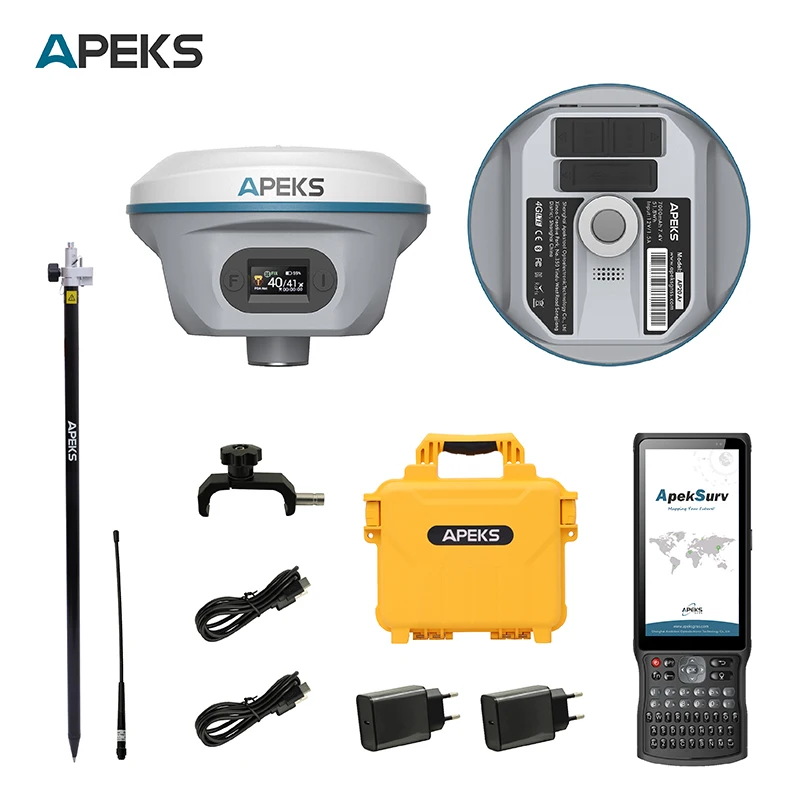Professional GPS RTK Survey Equipment 1408 Channels IMU 120 GNSS RTK Base And Rover APEKS AP20 IP68 32GB