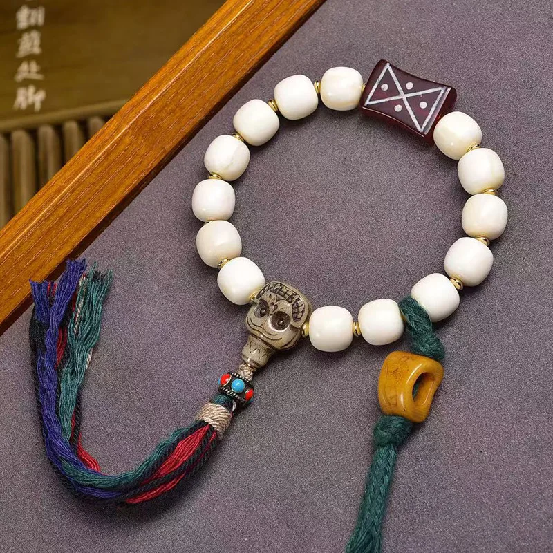 Backflow Beads Single-Wrap Bracelet Tibetan Collectables-Autograph Rosary Tassel Feeder Agate Bone Accessories