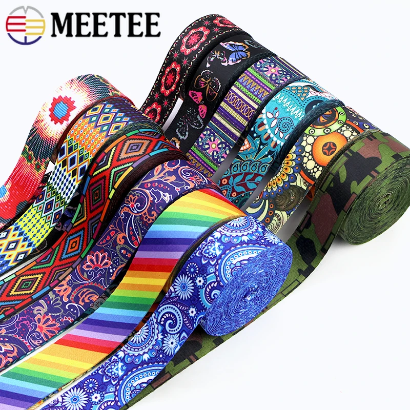 

2/5Meters 38/50mm Printed Nylon Webbing Bands Polyester Bag Strap Decoration Ribbon Handbag Belt Binding Tape Sewing Accessories
