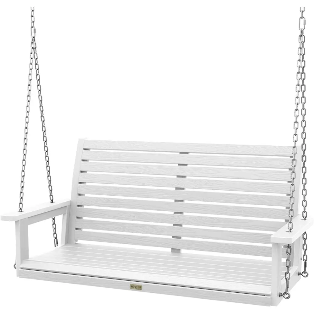 

Двухместные уличные качели-скамья для веранды, устойчивые к непогоде, с цепями – прочные качели под дерево для сада, грузоподъемность 660 фунтов, белые
