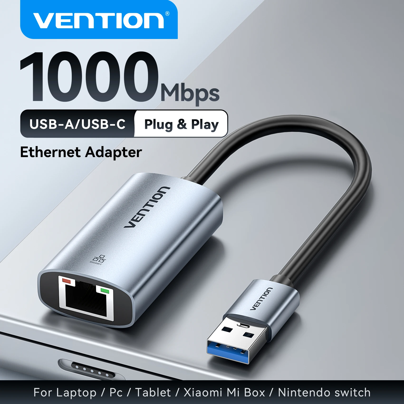 

Vention USB Ethernet Adapter 1000/100Mbps USB 3.0 RJ45 Lan for Laptop Macbook Switch iPad Pro Type C Ethernet Network Card