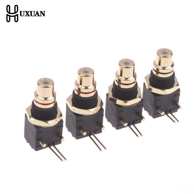 【New】2/4Pcs Female Socket Elbow Pin PCB Panel Mount Adapter Right Angle Copper Gold Plated Decoder Digital Coaxial Connector