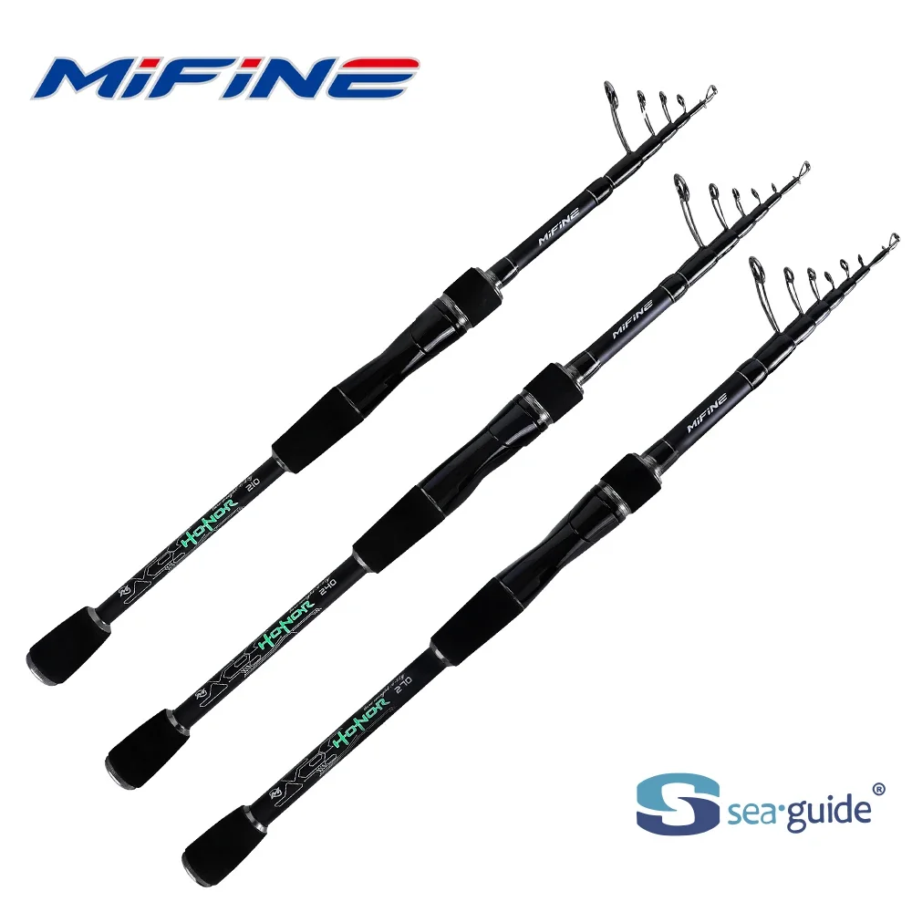 MIFINE HONOR Telescopic Travel Fishing Rod CW 3-18g 6-27g Spinning Rods 2.1M 2.4M 2.7M 24T Carbon Fiber Solid Tip Portable Rods