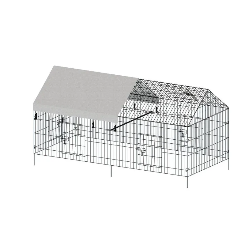

86 Inch Large Chicken Coop Outdoor Poultry Cage With Waterproof Fabric Cover Heavy Duty Metal Wire Pen For Hens Ducks Rabbits