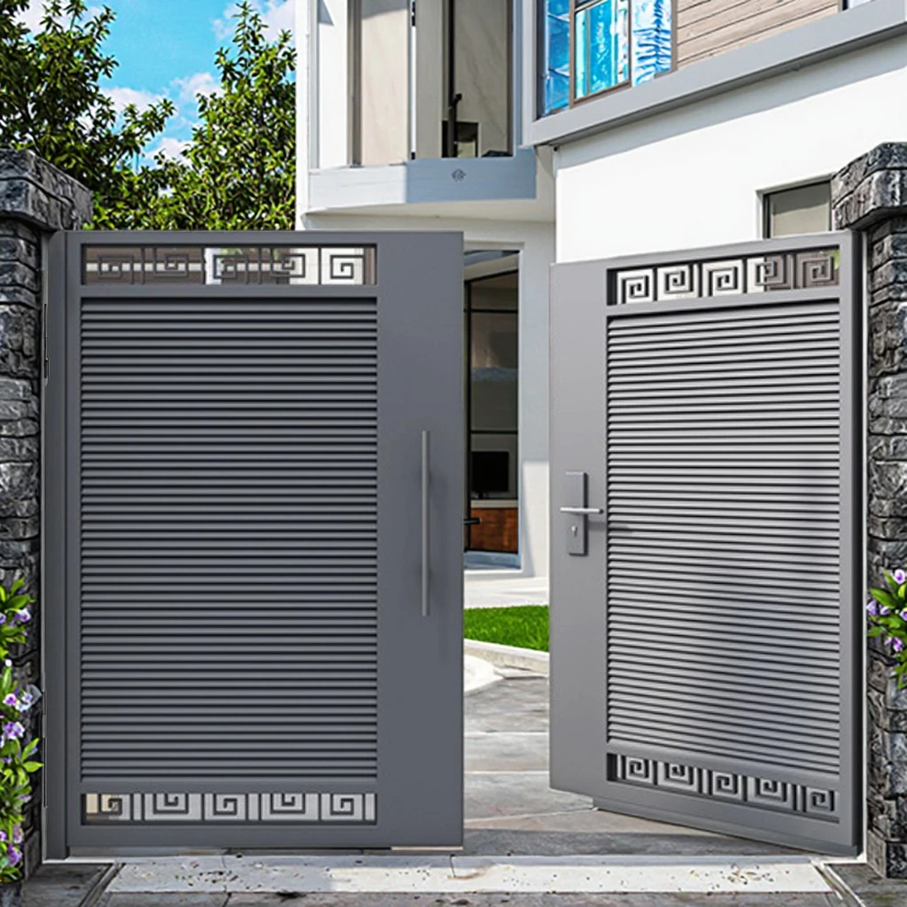 Customization High Quality Automatic Garden Main Gate Design Aluminum Swing Gates for Villas Driveways Iron Material