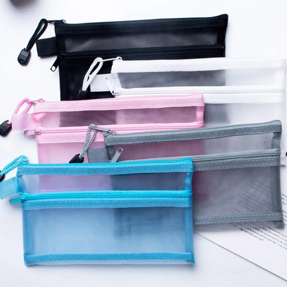 透明なドキュメント,ファイルポーチ,ジッパー式クロージャー,事務用品用ストラップ,ポータブルファイルホルダー,大容量