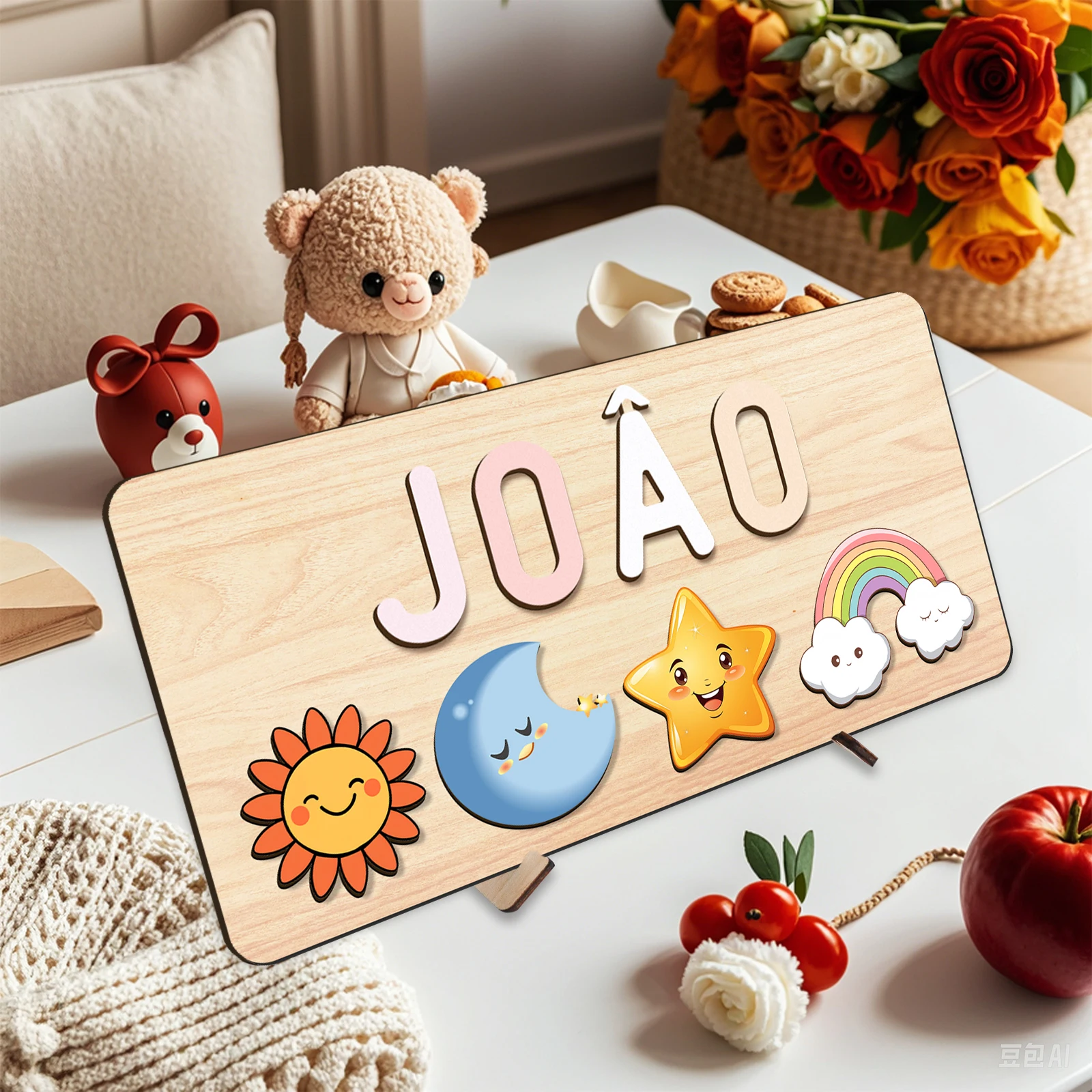 

Educational Toys.Personalized Name Puzzle.First Birthday Decoration for Boys.Wooden Name Puzzle