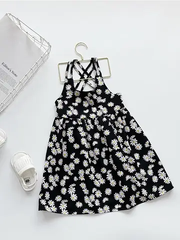 Girls Casual Dresses Little Daisy Printed Slip Sleeveless Dress Kids Dresses for Girls 2 To 6 Years Flower Girl Dresses Weddings