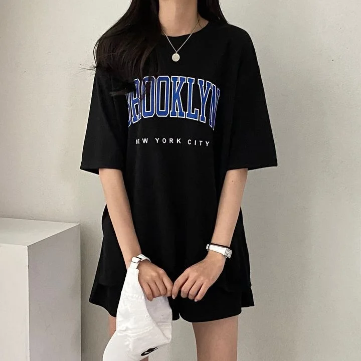 Short Sleeved Shorts Women\'s Two-piece Suit Women New Summer Fashion Casual Sportswear Cotton Loose