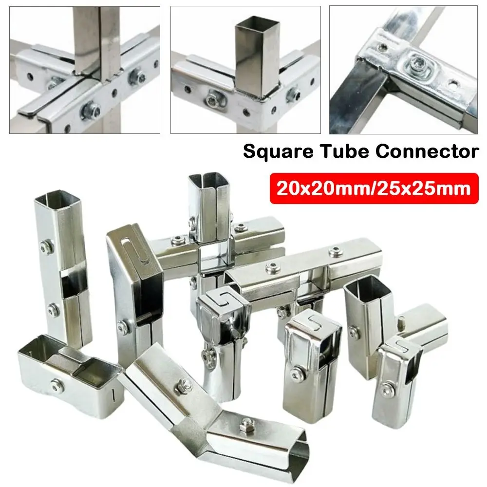Square Tube Connector Galvanized Steel Non Welding Non Punching Elbow Fixed Buckle Shelf Bracket Pipe Joint for Shelving Railing
