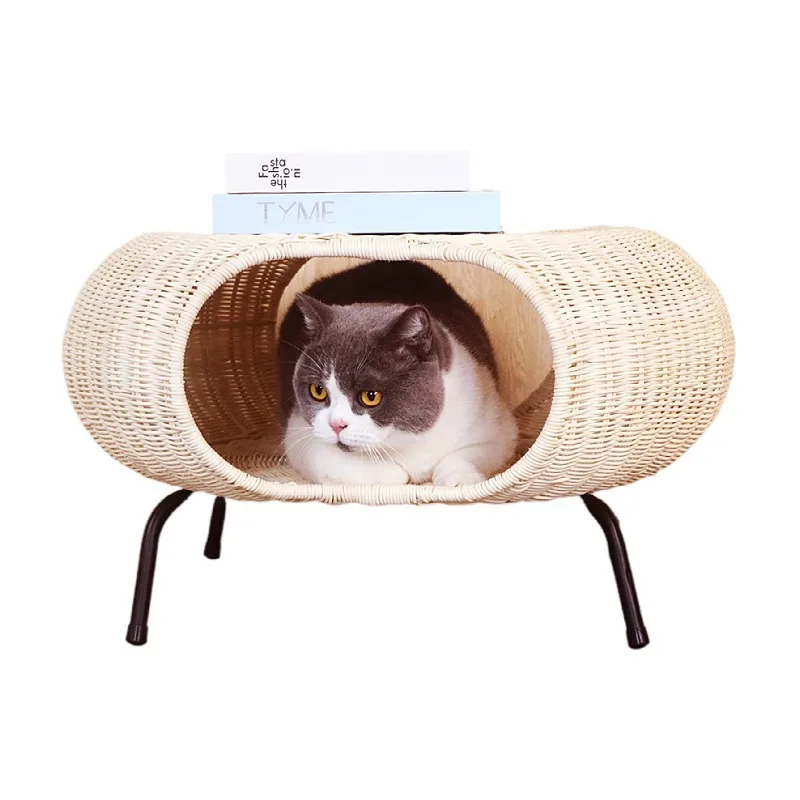 Nordic living room rattan chair, casual round table, handmade rattan weaving, coffee table storage basket