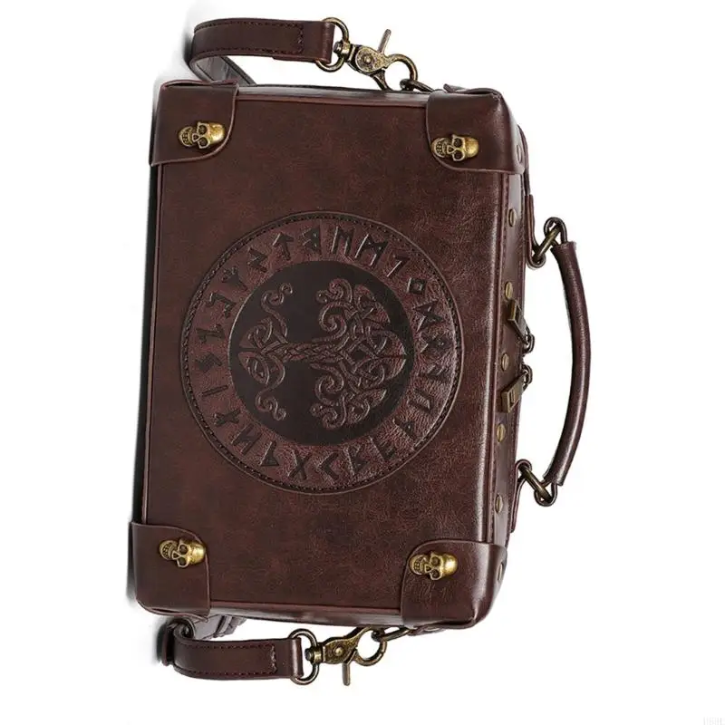 H58E Steampunk Crossbody Umhängetasche Gothics PU Leder Bag Festival Cosplays Kostüm Accessorie für Frauen Mädchen