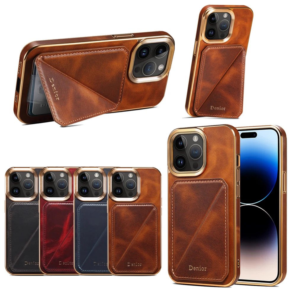 

Luxury Magnetic Card Holder Cover Cowhide Genuine Leather Phone Case for iphone 17 PRO MAX 17 AIR 16 PRO 12 13 14 PLUS 15 PRO