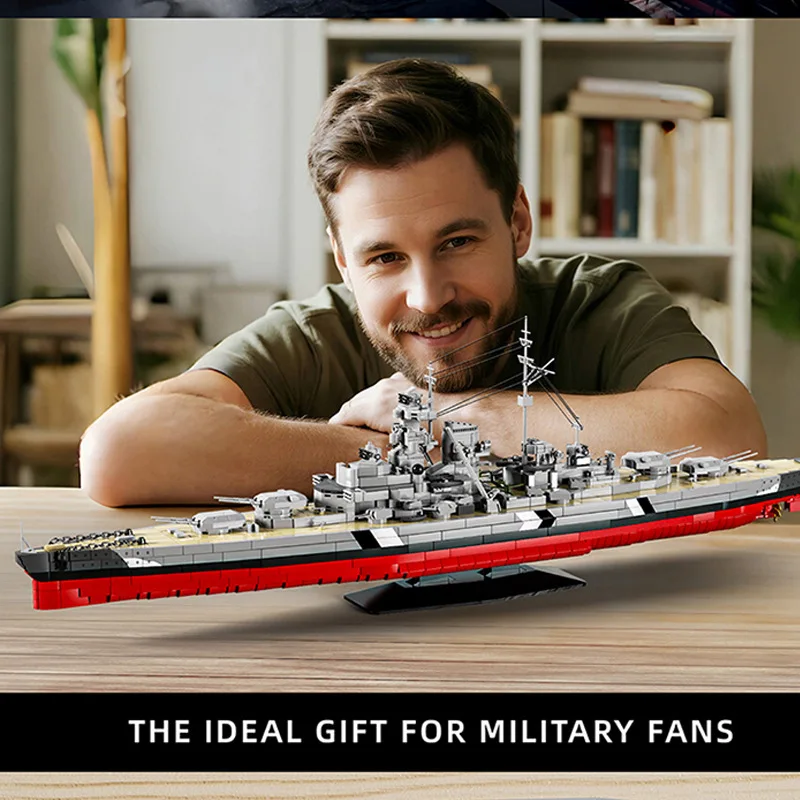 Novo kit de blocos de construção de navio de guerra alemão bismarck da segunda guerra mundial escala 1:300, 2686 peças modelo de navio de guerra naval tijolos brinquedos de haste crianças presentes moc