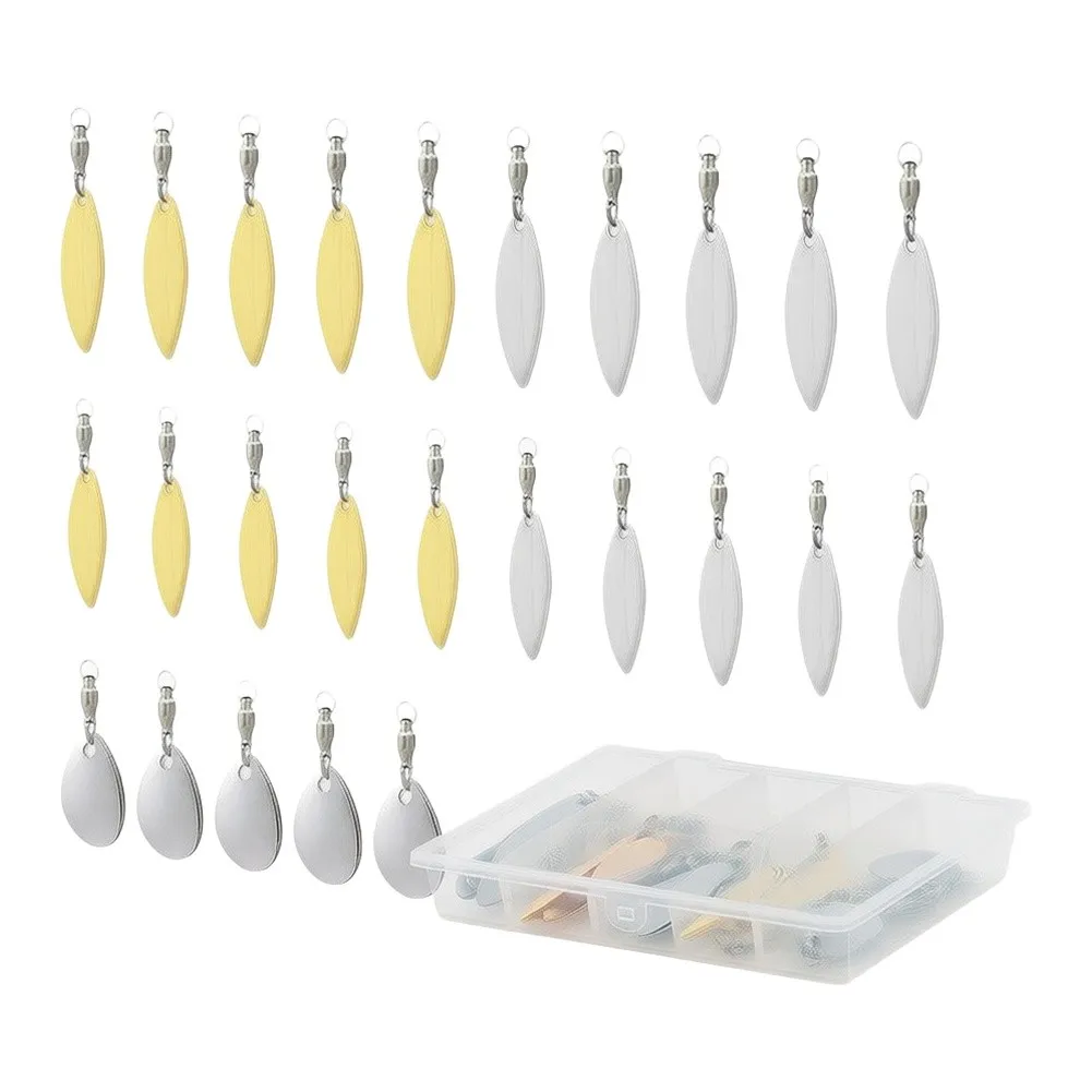 Metal For Spinner Vane Kit 25pcs Includes Silver and Gold Mirror Plated For Blades for DIY Fishing Lure Projects