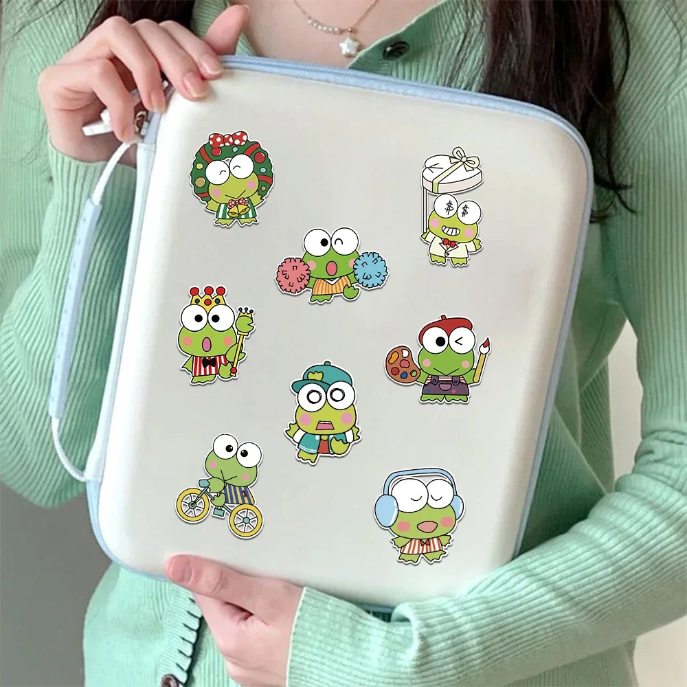 8/16Sheets Cute Keroppi Frog Anime Puzzle Stickers DIY Make-a-Face Assemble Funny Cartoon Decal Assemble Jigsaw Toy Kid Gift