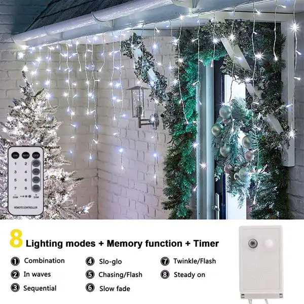 Vorhang Eiszapfen Lichter Hochzeits feier führte Fee Weihnachten Indoor Outdoor