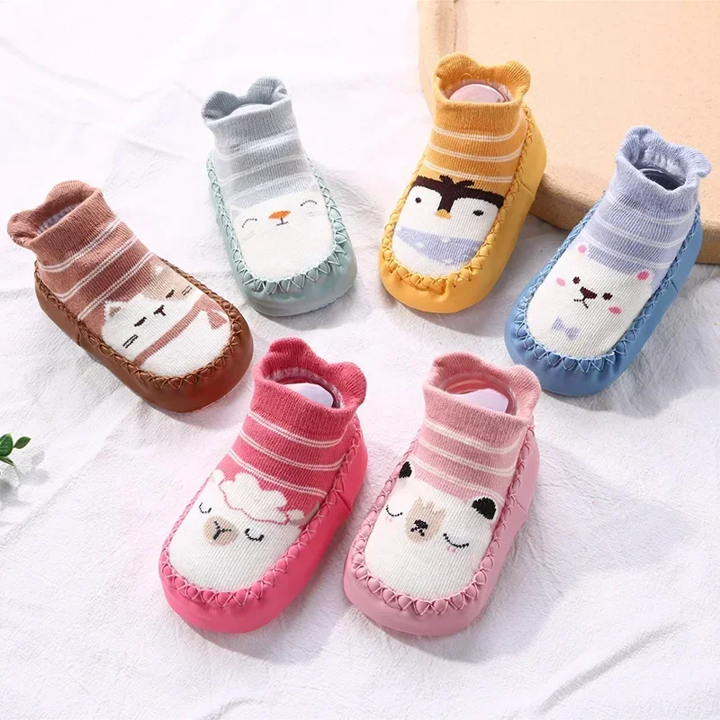 New Cartoon Baby Socks with Rubber Soles Infant Baby Girls Boys Shoes Spring Autumn Baby Floor Socks Anti Slip Soft Sole Sock