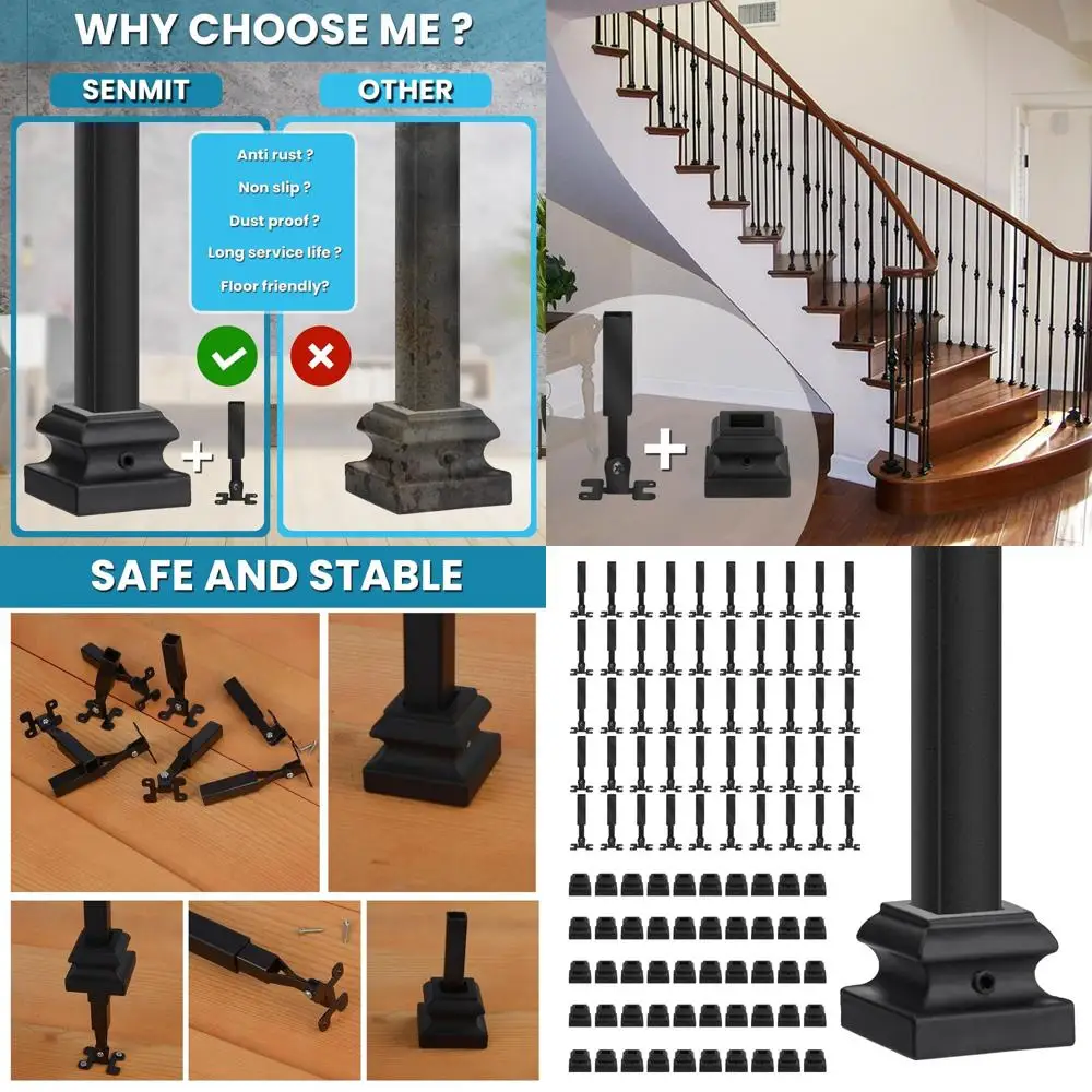 

Регулируемый поворотный соединитель для квадратных балясин 1/4 дюйма - 50 штук с фиксаторами для внутренней отделки лестниц