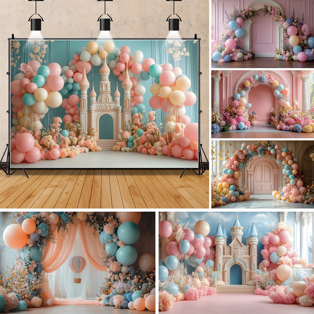 

Castle Balloon Photography Background Princess Birthday Party Wedding Newborn Portrait Cake Table Backdrop Photo Booth Props