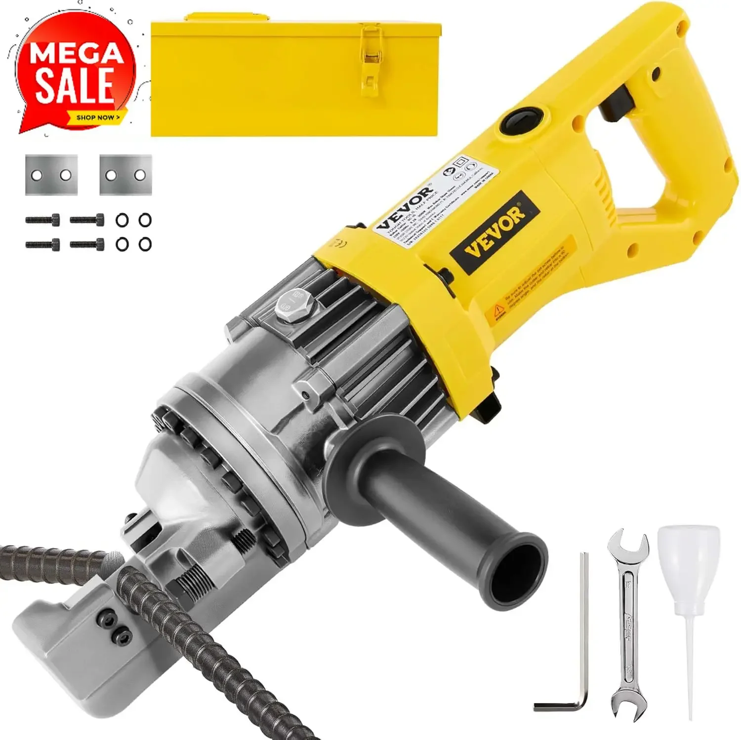 Electric Hydraulic Rebar Cutter 900W 110V - Portable, Cuts #5 4-16mm Rebar in 3 Seconds, with Stainless Steel Carry Case