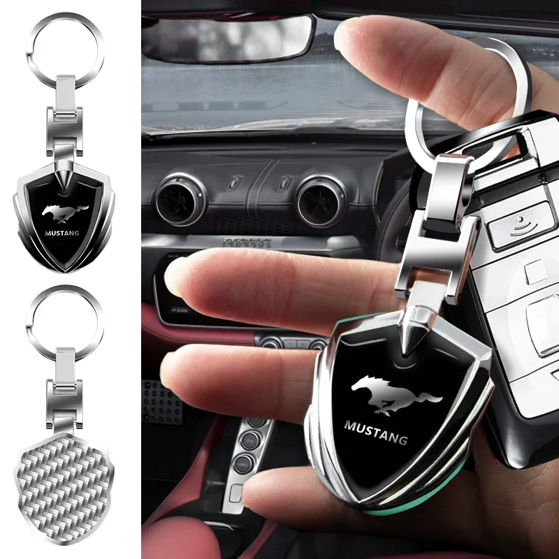 1pcs Car Metal Aluminum Badge Key Ring Key Chain Car Goods For Ford Mustang Universal Big Size Mustang Shelby GT Car Accessories