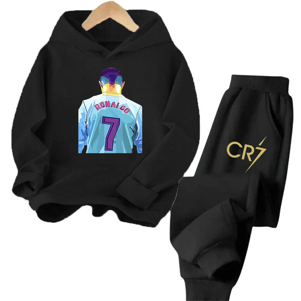 

Ronaldo Baby Sports Shirt CR7 Children's Top Football Hoodie+Pants Two Piece Set Children's Boys Clothing Messi Boys