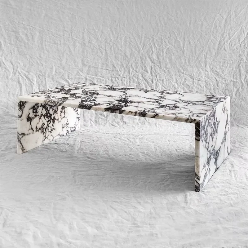 Modern Rectangular Coffee Table Italian Caracatta Viola Marble Design Simple Style High Quality Interior Home Decoration