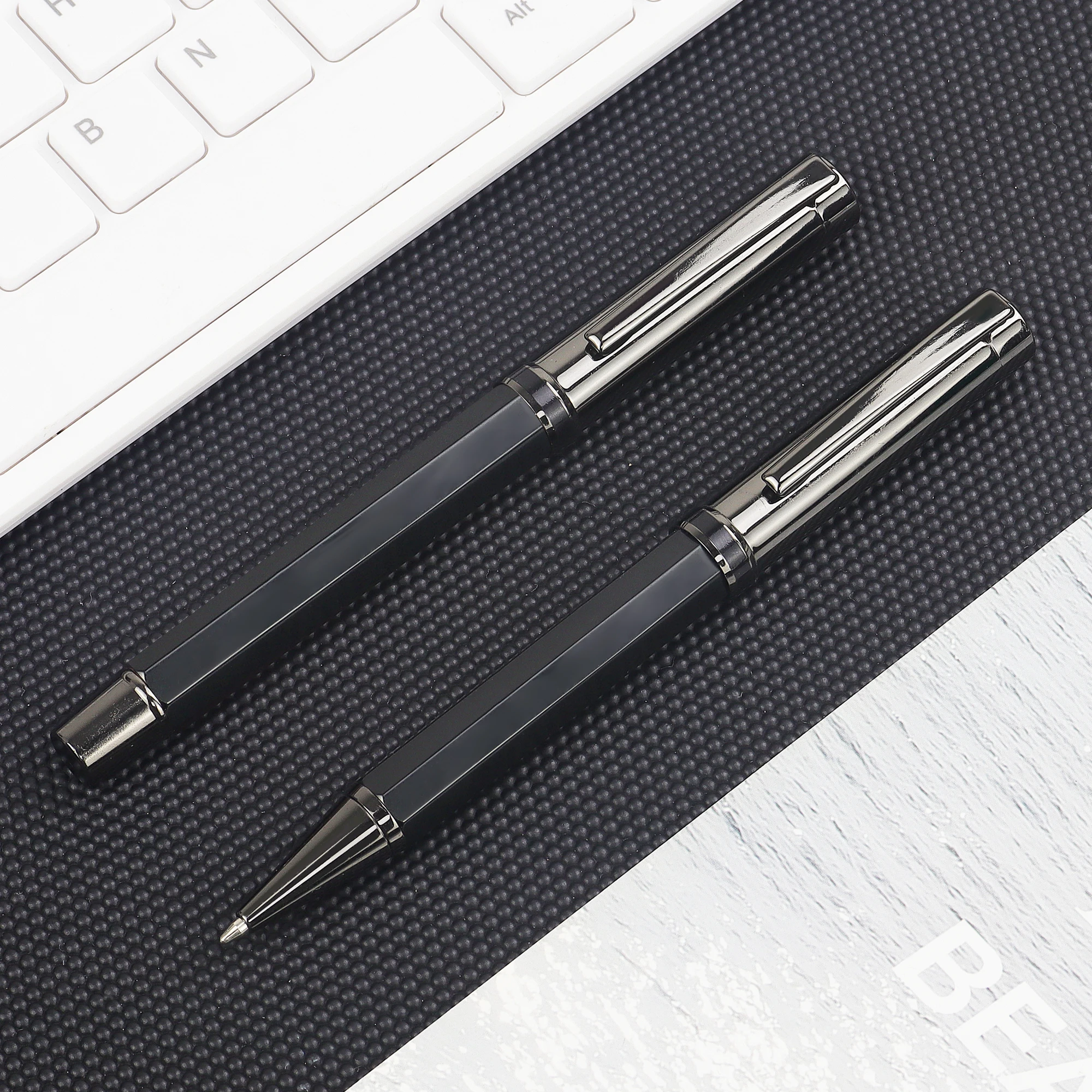 1 Set Business Style Matte Design Ballpoint Pen Set - 1 Pair with Pen Case Included-Office School,Nice Gifting