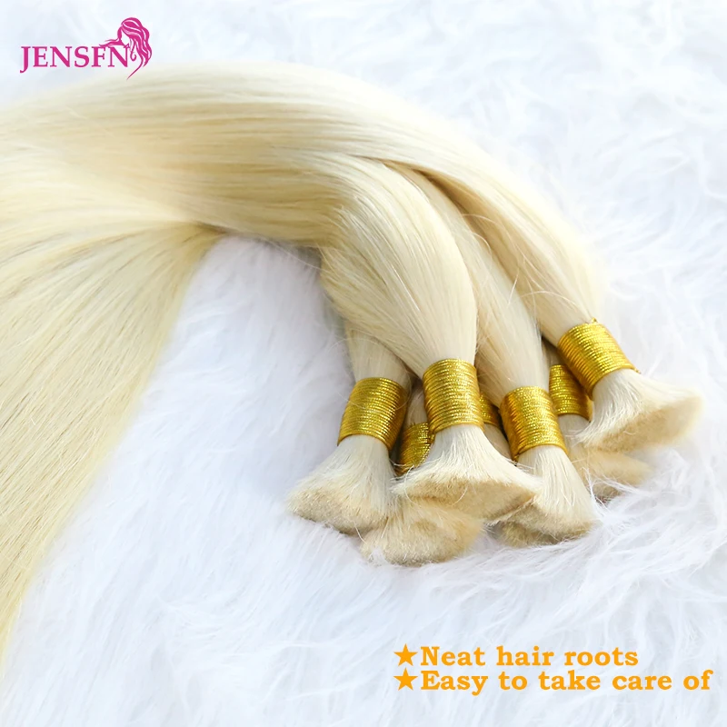 JENSFN Bulk Hair Extensions Human Hair Straight real Natural Hair 50g/Strand #613 60 Brown Blonde Salon Supplies 16\