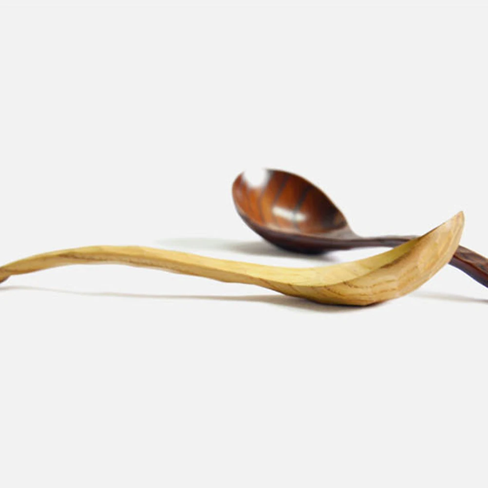 

2pcs Wooden Soup Spoon Large Serving Spoons Hand Carved Tortoise Back Kitchen Tools For Home Restaurant Hotel Long