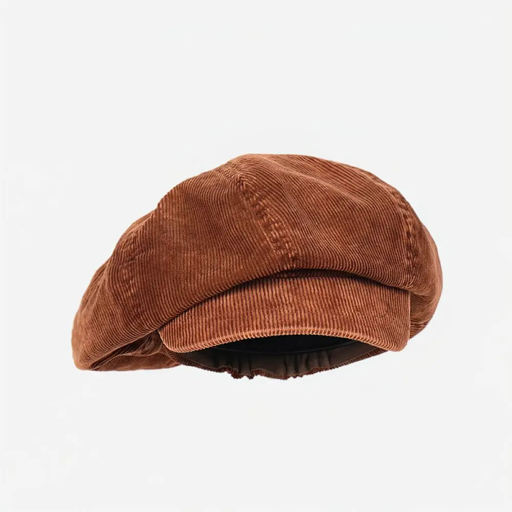 Retro Washed Corduroy Octagonal Cap Unisex Cloud Shape Beret Vintage Style Casual Newsboy Hat Breathable Painter Hat